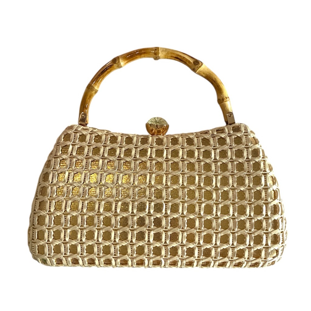 Tommy Bahama Gold Clutch with Bamboo Handle